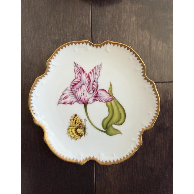 Late 20th Century Set of 8 Hand-Painted Anna Weatherley Bread & Butter Plates 6" From Treasure Garden, Morning Glory, Green Leaf or Old Master Tulips Collection For Sale - Image 5 of 11