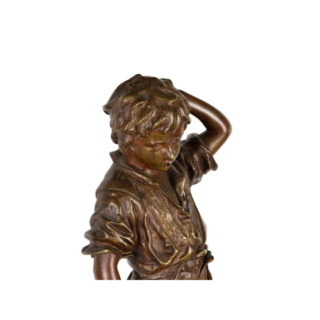 Charles Anfrie, Boy Sculpture, 1800s, Bronze For Sale - Image 3 of 11