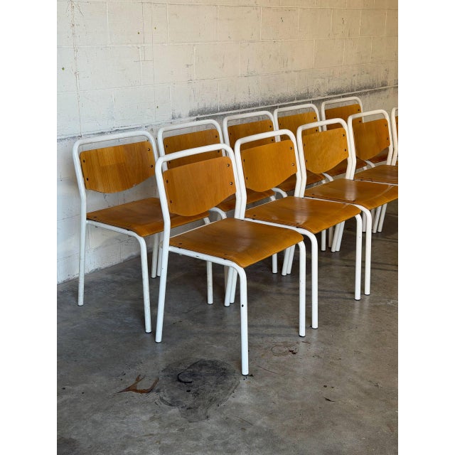 Labofa Plywood Stacking Chairs Set of 10 Vintage Mid-Century Modern 1970s For Sale In Los Angeles - Image 6 of 12