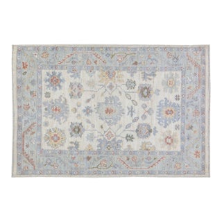 Turkish Oushak Hand Knotted Wool Rug, 7'1" For Sale