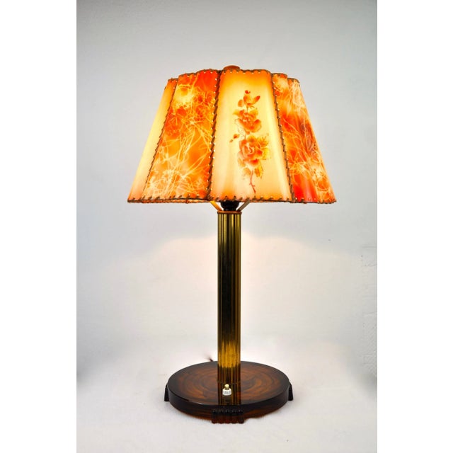 Vintage Art Deco Floral Table Lamp For Sale - Image 3 of 14