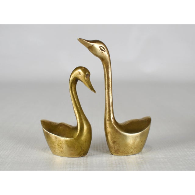 Mid Century Solid Brass Swan Water Bird Figurines- Set of 4 For Sale - Image 6 of 8