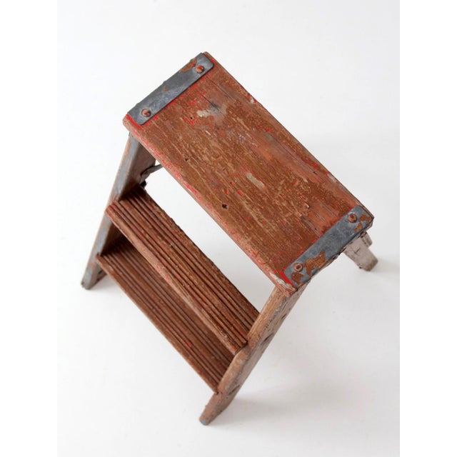 Antique Folding Wooden Step Ladder For Sale - Image 4 of 16