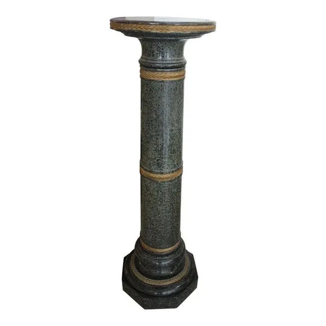 Antique 42" Green Marble Pedestal Italian For Sale - Image 11 of 11