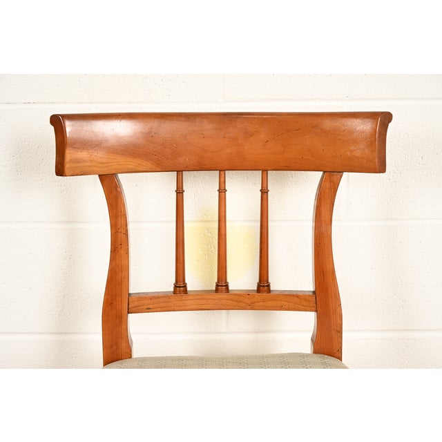 Kindel Furniture Regency Solid Cherry Wood Klismos Side Chairs or Dining Chairs, Pair For Sale In South Bend - Image 6 of 15