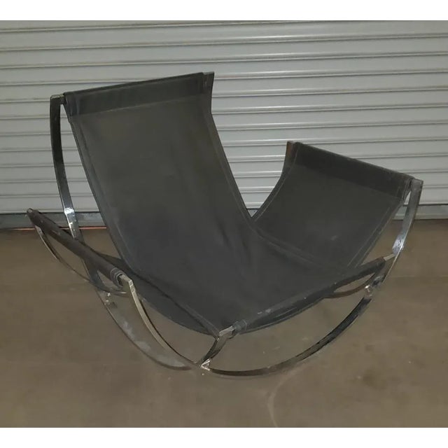 1970s Vintage Italian Curved Chrome Lounge Chair Attributed To Milo Baughman For Stendig For Sale - Image 10 of 12