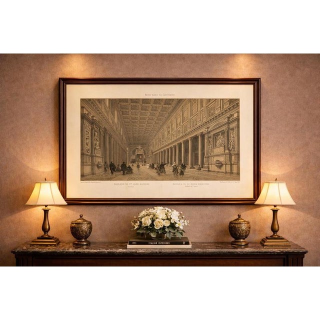 Title: Basilica of Santa Maria Maggiore Interior, Rome – Benoist 1869 Lithograph : This refined 19th-century lithograph...