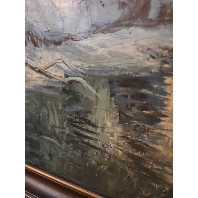 A large signed oil-on-canvas winter landscape attributed to Danish painter Viggo Jespersen (born 1893). The composition...