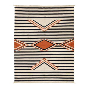 9x12 Modern Navajo-Inspired Geometric Wool Rug– Terracotta, Black & Cream
