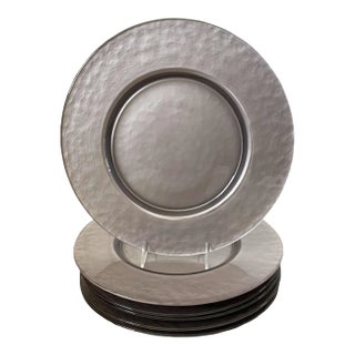 Pottery Barn Shimmering Gray/Silver Glass Charger Plates. Set of 6 or 12 For Sale
