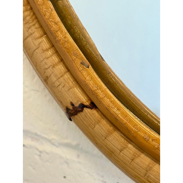 Oval Bamboo Mirror, 1970s, in Very Good conditions. Designed 1970 to 1979