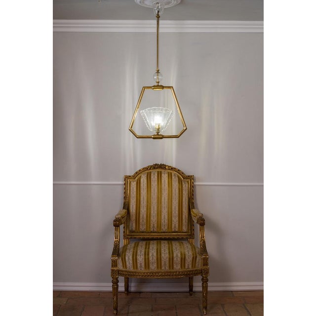 Vintage Murano Glass Pendant with Brass Frame, 1930s For Sale - Image 10 of 11