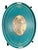 This striking vintage accent piece features a removable oval metal tray paired with a sleek, collapsible black metal...
