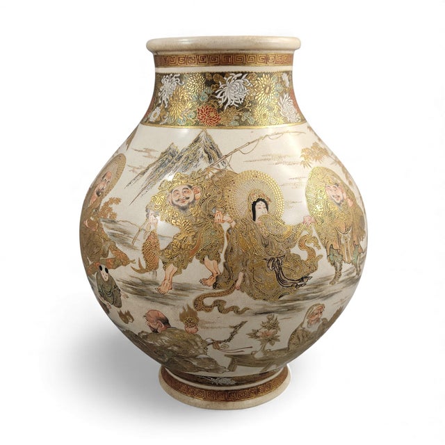 Museum-Scale Kyoto Satsuma Vase by Seiko-en Chokei For Sale - Image 6 of 18