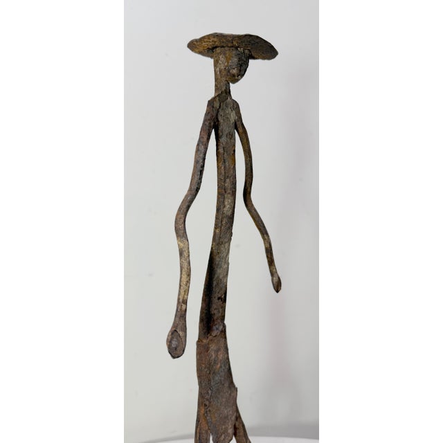 Tall Antique Handmade Wrought Iron West African Bambara Mali Sculpture Statue For Sale - Image 10 of 13