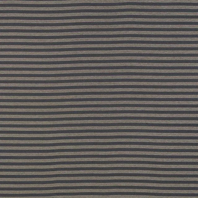 Schumacher Geoffrey Metallic Stripe Fabric in Carbon For Sale