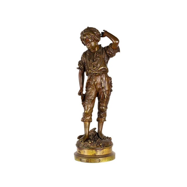 Charles Anfrie, Boy Sculpture, 1800s, Bronze For Sale - Image 11 of 11
