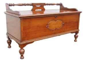 Early 1900s Carved Bench Cedar Chest Blanket Trunk 6365