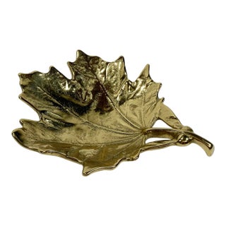 Brass Maple Leaf Trinket Dish For Sale