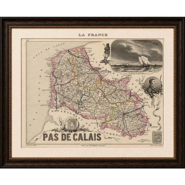Original antique map of the French department of Pas-de-Calais, published in Paris around 1850 by the distinguished French...