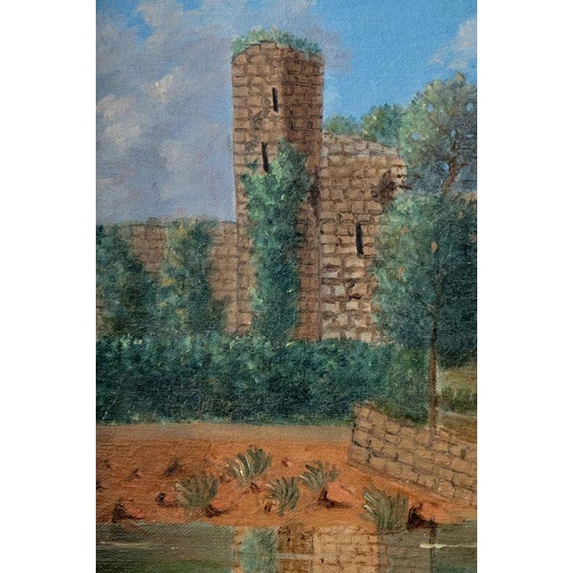 Amélie Parenteau, Ruined Landscape, Oil Painting on Canvas, Late 19th Century, Framed For Sale - Image 4 of 10