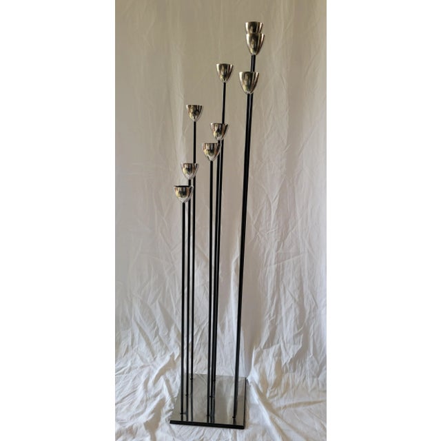 Modernist Chrome and Wrought Iron Floor Length Candelabra in the Style of Bertoia For Sale - Image 6 of 11