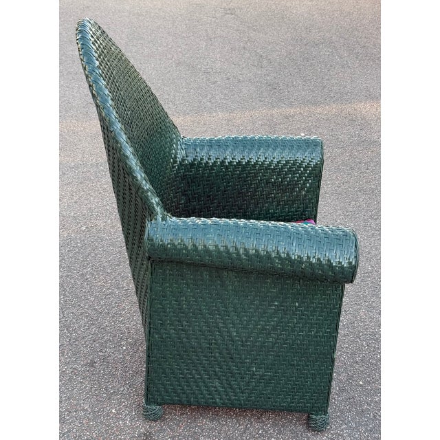 Vintage Green Wicker Style Chair For Sale - Image 3 of 13