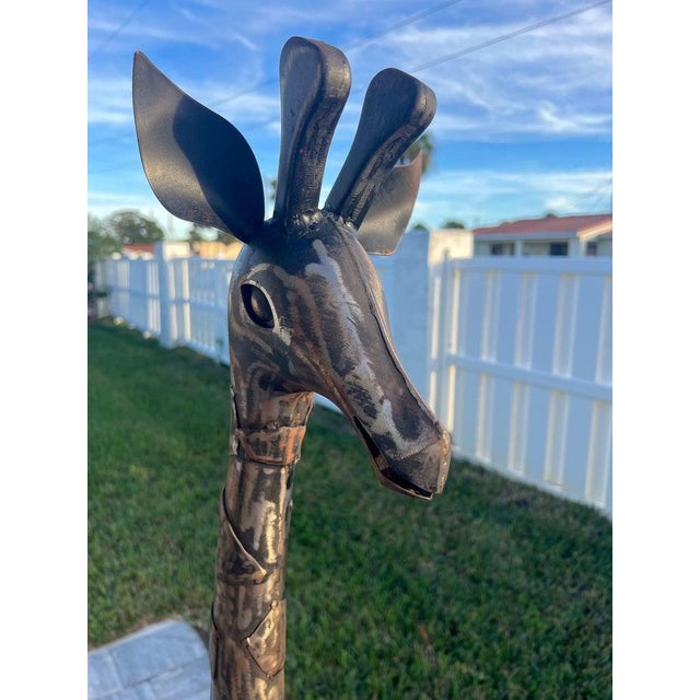 Metal Brutalist Mid Century Giraffe Statue For Sale - Image 7 of 12