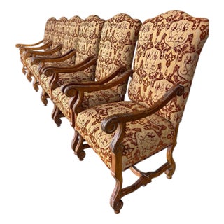 Century Furniture “Amelia” Carved Wood Arm Dining Chairs | Set of 6 For Sale