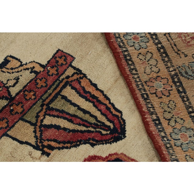 Textile Antique Kerman Lavar Rug in Beige With Pictorials, From Rug & Kilim For Sale - Image 7 of 7