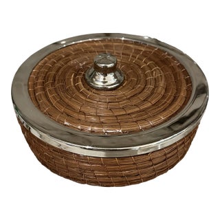 Sea Grass & Silver Rimmed Box For Sale