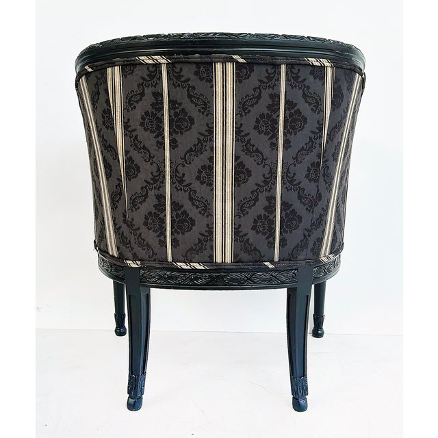 Wood Vintage Ebonized Carved Ram's Head Bergère Chairs, Pair For Sale - Image 7 of 16