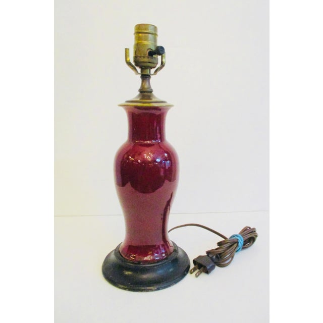 Ceramic Antique 1910s Chinese Oxblood Baluster Vase Lamp For Sale - Image 7 of 7