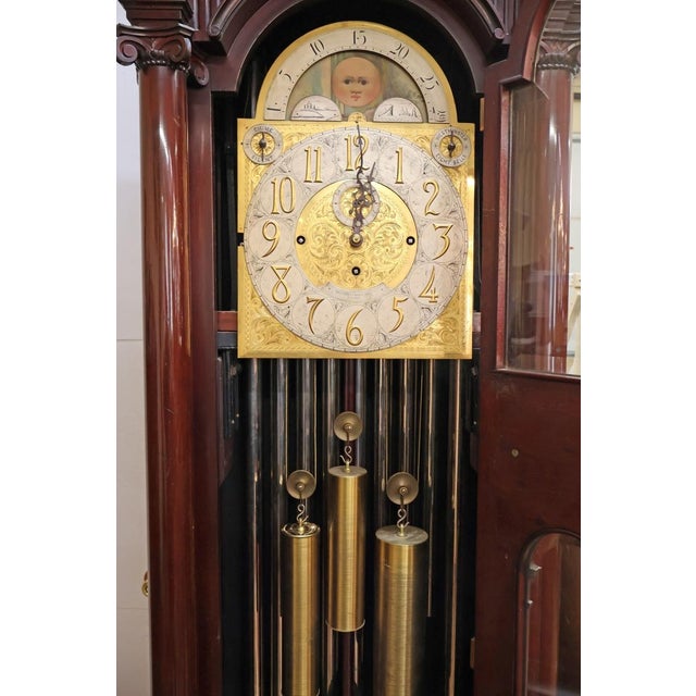 Antique Late 19th Century Victorian Mahogany 9 Tube Tall Case Grandfather Clock For Sale - Image 12 of 17