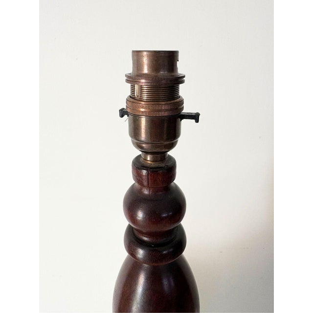 1920s Turned Mahogany Table Lamp, Belgium, 1910s For Sale - Image 5 of 9