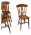 This is a delightful set of 4 antique station chairs. An English, beech and elm country kitchen seat, dating to the...