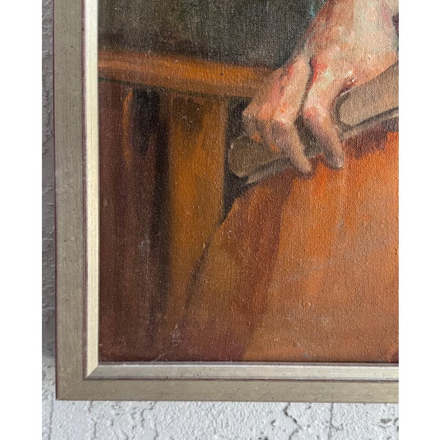 Late 20th Century Vintage Classical Shakespearean Pose Portrait Oil Painting, Vintage Frame For Sale - Image 5 of 8