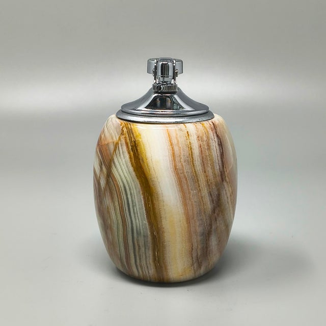 Mid-Century Modern Italian Onyx Smoking Set with Table Lighter & Ashtray, 1960s, Set of 2 For Sale - Image 6 of 10