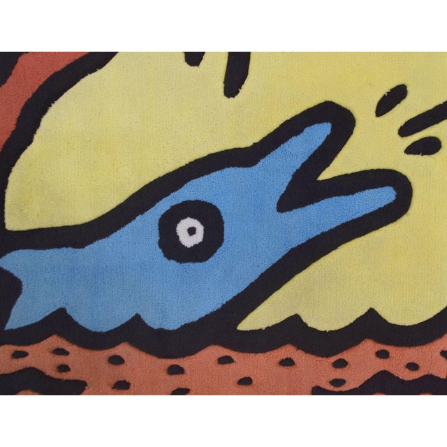 Vintage Dolphin Ride Rug by Keith Haring, 1990s For Sale - Image 3 of 5