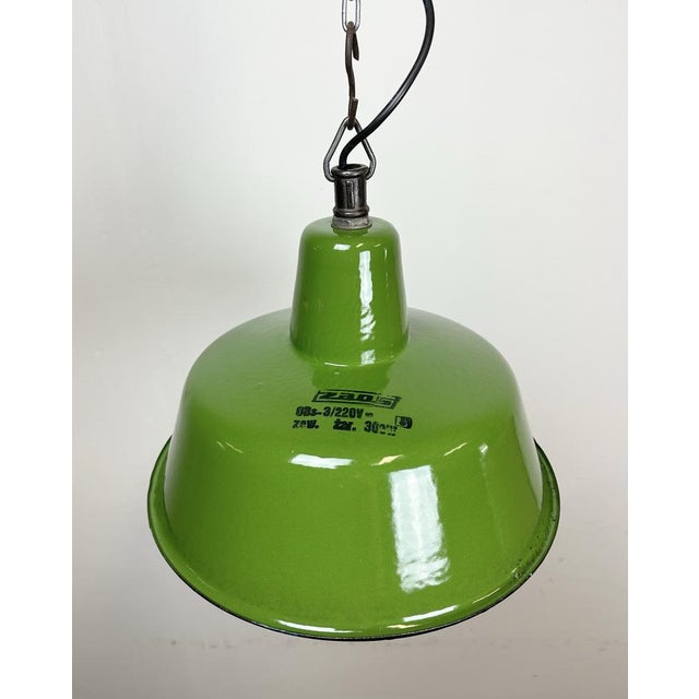 Industrial Green Enamel Factory Lamp from Zaos, 1960s For Sale - Image 6 of 15