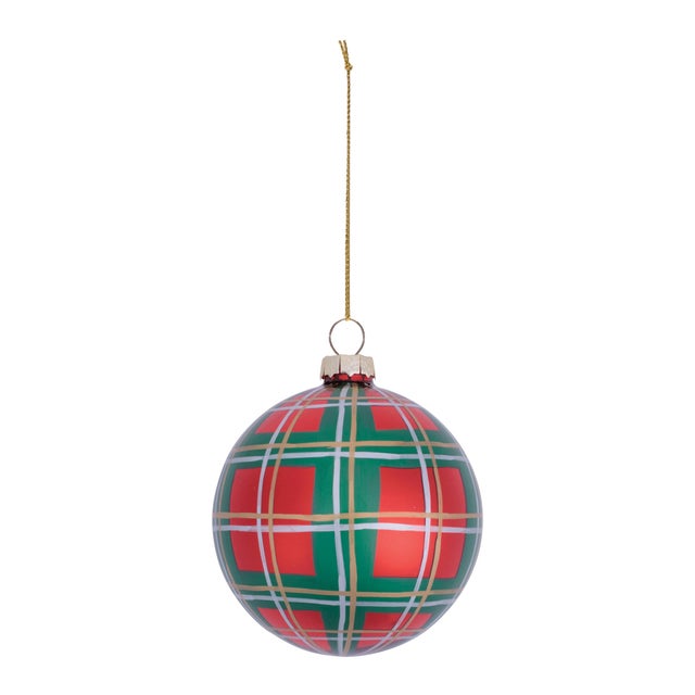 Add cozy charm and timeless style to your holiday décor with this set of Glass Plaid Ball Ornaments. Each 5-inch ornament...