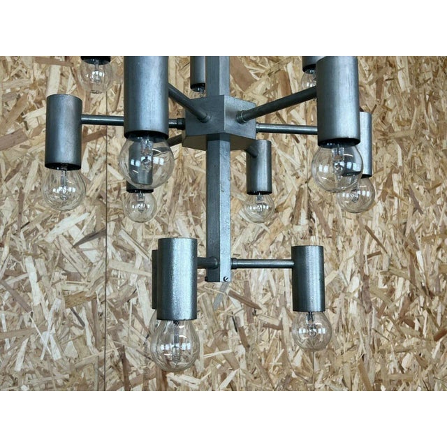 Metal Large Chrome & Metal Chandelier Pendant Lamp For Sale - Image 7 of 14