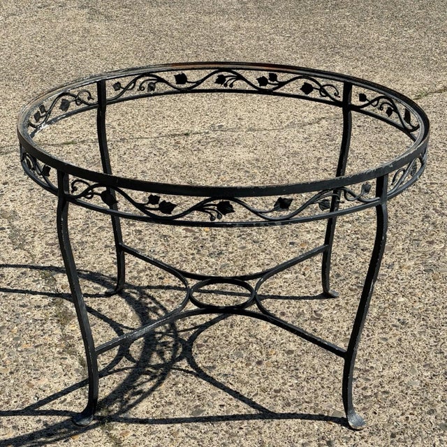 Art Nouveau Mid 20th Century Salterini Style Wrought Iron Garden Patio Dining Set by Florentine Craft Studio For Sale - Image 3 of 18