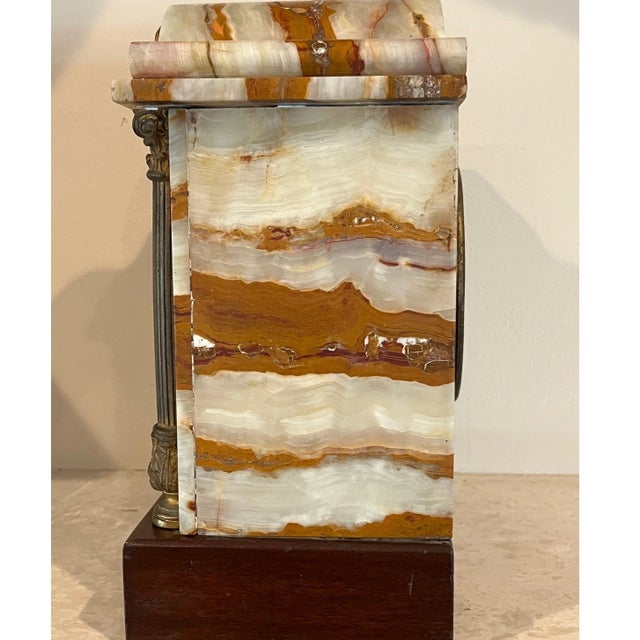 Late 19th Century Antique French Onyx Mantel Clock, A.B. Griswold & Co. New Orleans Retailer For Sale - Image 5 of 6