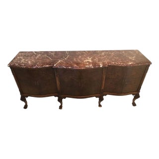 Traditional Italian Rosso Laguna Marble Top Buffet/Sideboard/Credenza, C. 1990s For Sale