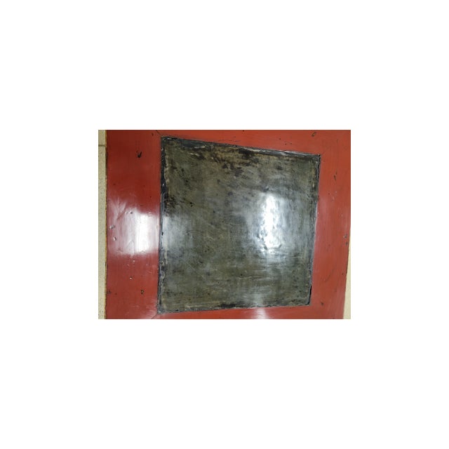 Antique Chinese Red Painted Side Table With Inset Slate Stone Top For Sale - Image 10 of 11
