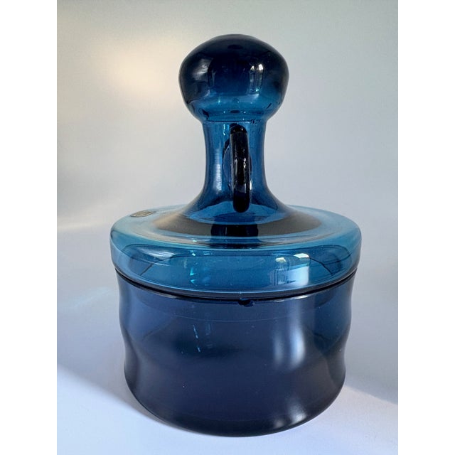 Vintage Blue Glass Lidded Jars by Bertil Vallien for Boda, 1960s, Set of 2 For Sale - Image 13 of 18