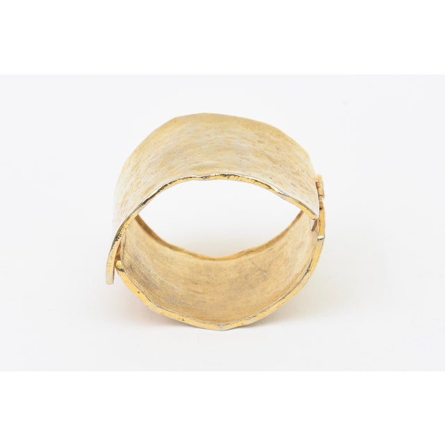 1970s Vintage Hand Hammered Gold Plated Cuff Bracelet For Sale - Image 5 of 10
