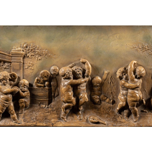 Neoclassical Bronze-Finished Relief Plaque of Putti at Play For Sale - Image 4 of 5