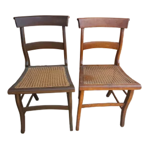 Pair of Victorian Walnut and Cane Seat Side Chairs